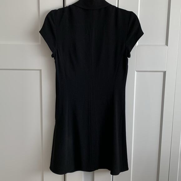 Theory Collared Short Sleeve V-Neck Black Mini Dress Size 0 - Picture 4 of 4